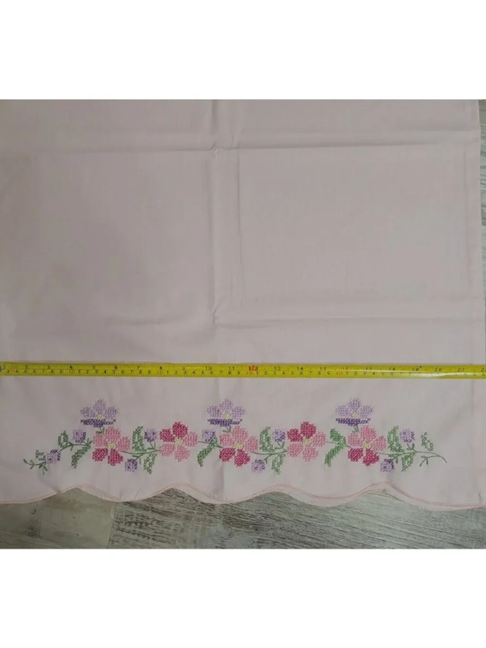 2 Handmade bubble gum Pink Pillowcases Bedroom Linen Cross Stitch Vintage Girl
